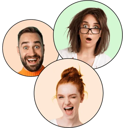3 visages heureux